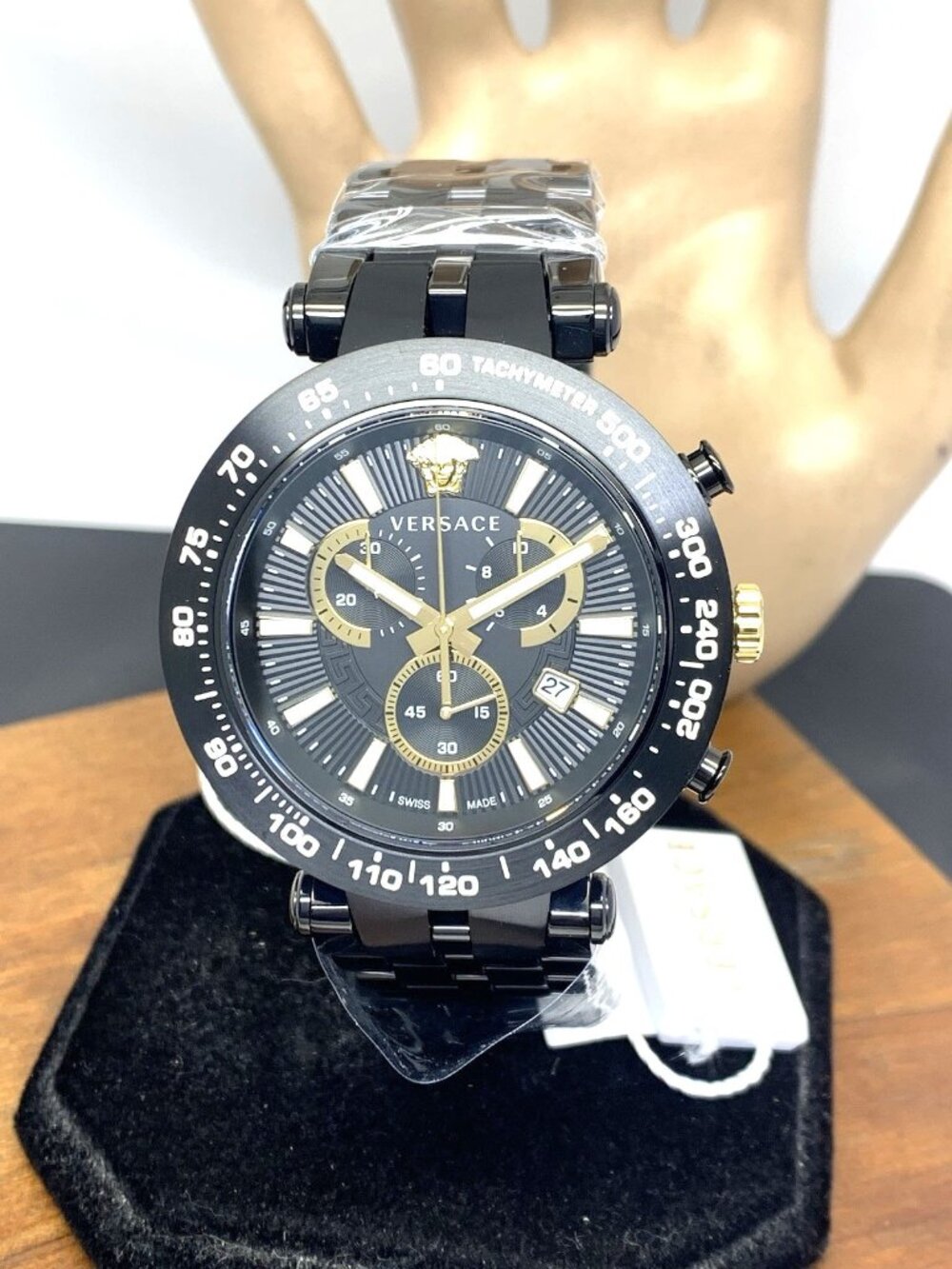 Versace V-Race Men's Watch VEJB00722 Chronograph Swiss Quartz Black Steel 46mm